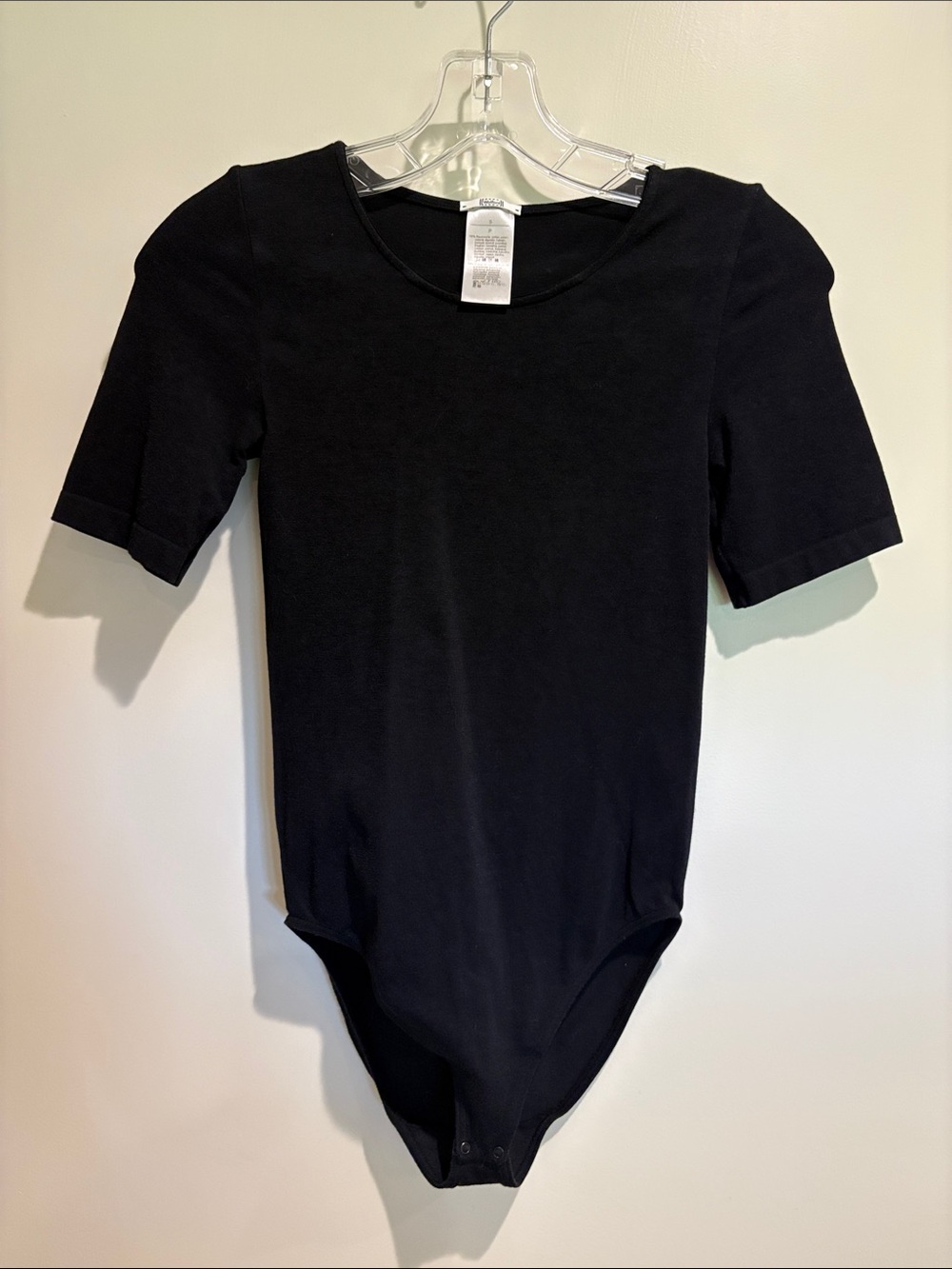 Wolford Women’s Black Short-Sleeve, Crewneck, One-Piece Bodysuit